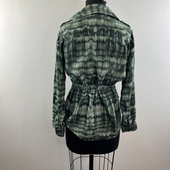 & Other Stories Green Stockholm Atelier Drawstring Button Front Blouse Jacket 4 - Picture 6 of 8